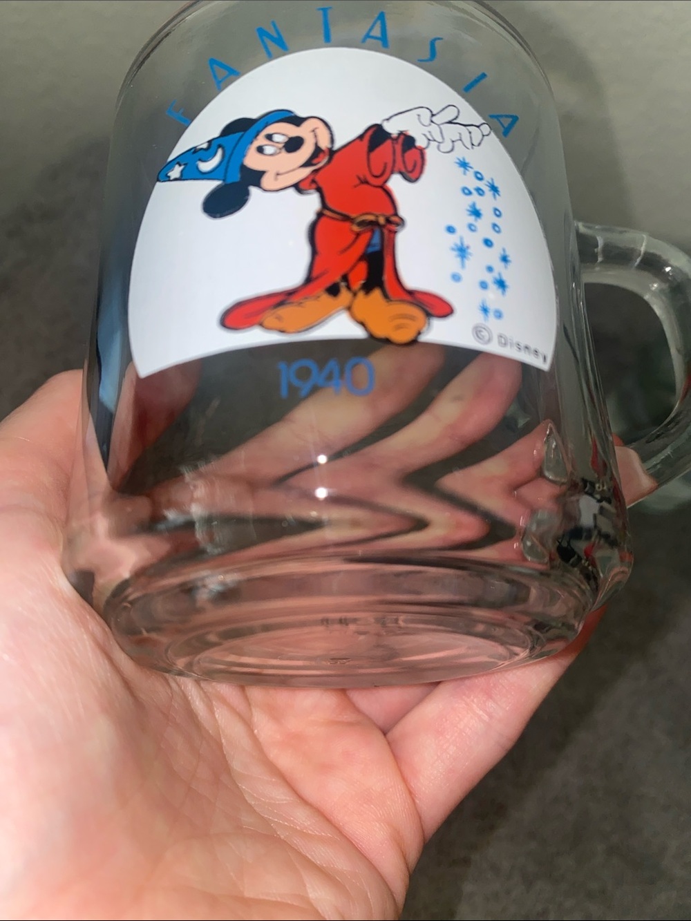 💋 Vintage Disney Fantasia 1940 Mickey Mouse Collectors Glass Coffee Mug Tea Cup! - Picture 8 of 8